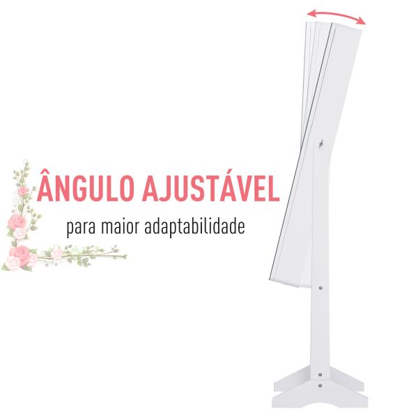 Armário para Joias Luzes LED de luz Reclinável Madeira 30x36x146cm cor Branco