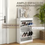 Sapateira Estreita com 2 Gavetas Basculantes Moderno com Prateleiras Ajustáveis para 10 Pares Branco