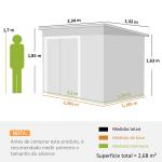 Abrigo de Jardim Exterior 2,7 m² 234x132x185 cm com Três Portas Fechadura e Grelhas de Ventilação Verde