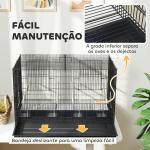Gaiola para Pássaros com Divisória Gaiola para Aves com 4 Comedouros 4 Poleiros e Bandeja Amovível 76x46x46 cm Preto