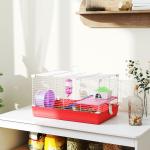 Gaiola para Hamster com Comedouro Bebedouro Rampa Ropa de Exercício para Pequenos Animais 47x30x27cm Branco e Vermelho