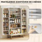 Armário de Cozinha com 2 Portas e 12 Compartimentos Design Moderno com 5 Prateleiras Ajustáveis Branco