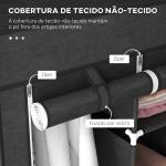 Roupeiro de Tecido Dobrável com 8 Prateleiras de Armazenamento e 2 Barras de Pendurar 125x43x162,5 cm Preto