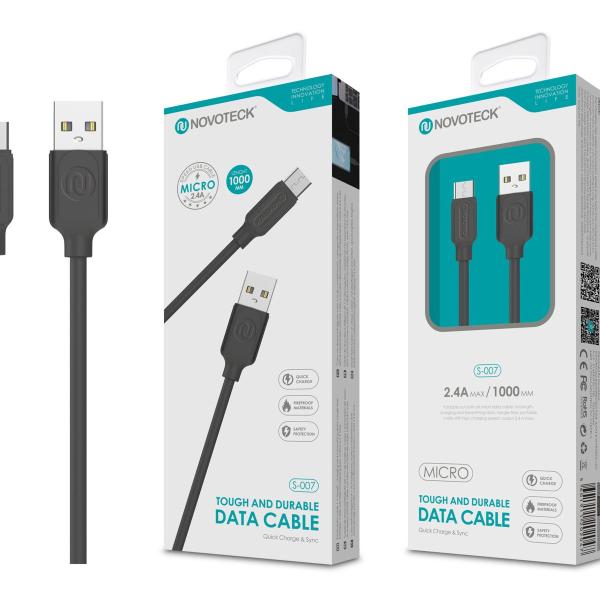 Cabo Micro Usb Negro 2.4A 1M S-007