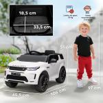 Carro Elétrico para Crianças acima de 3 Anos com Licença Land Rover Discovery Sport Carro Elétrico Infantil com Bateria 12V Controlo Remoto Faróis Buzina e Música 106x65,5x51 cm Branco