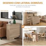 Mesa de Sala de Jantar Dobrável Mesa de Madeira com 2 Prateleiras de Armazenamento e Rodas para Cozinha 75x140x74 cm Madeira