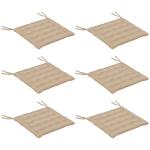 Conjunto de 6 Almofadas para Cadeiras de Jantar 40x40 cm 6 Peças Almofadas para Cadeiras de Jardim Acolchoadas com Fitas Caqui