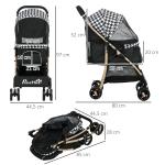 Carrinho para Cães Carrinho para Animais de Estimação com Janela de Malha e Cinto de Segurança 80x44,5x97 cm Preto