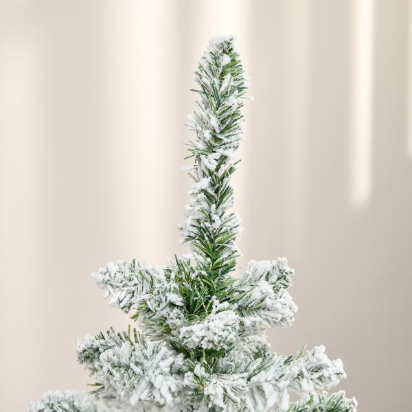 Árvore de Natal Artificial 120 cm com Neve Ignífugo com 200 Ramos Folhas de PVC Abertura Automática Base Dobrável Verde
