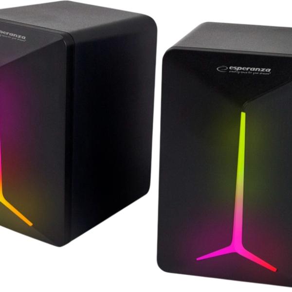 Colunas 2.0 Rainbow Frevo 2x 2,5W LED (Preto) - ESPERANZA