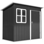 Abrigo de Jardim Exterior 2,55 m² 221x133x190 cm com Janela Porta com Fechadura e Ventilações Cinzento Escuro