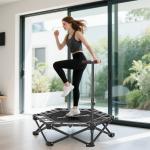 Trampolim de Fitness Dobrável 104 cm com Barra Ajustável em 3 Alturas e Bolsa de Transporte Preto