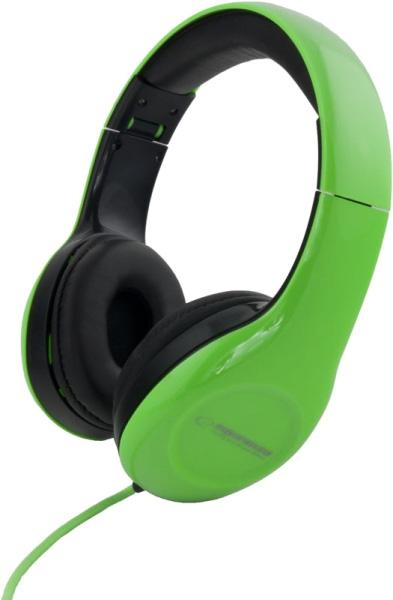 Auscultadores Soul c/ Fios Stereo (Preto/Verde) - ESPERANZA