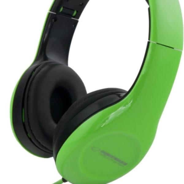 Auscultadores Soul c/ Fios Stereo (Preto/Verde) - ESPERANZA
