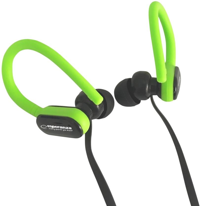 Auriculares Stereo c/ Fios e Microfone (Preto/Verde) - ESPERANZA
