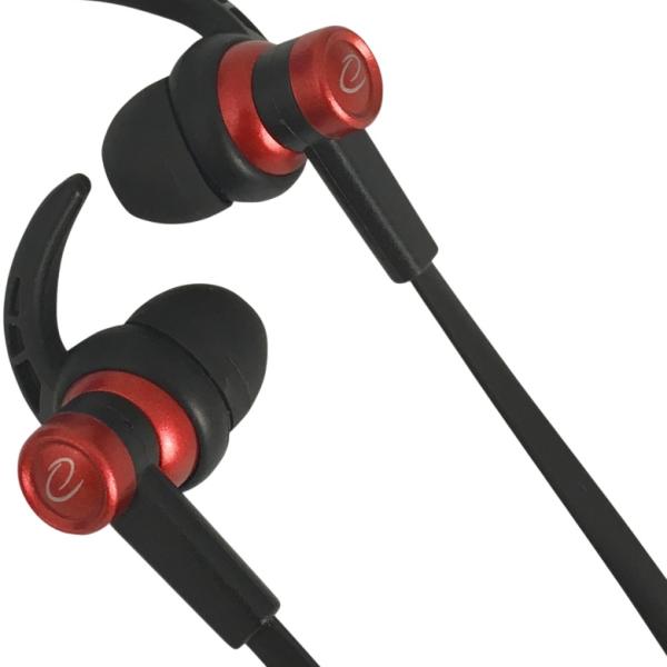 Auriculares Stereo c/ Fios e Microfone (Preto/Vermelho) - ESPERANZA