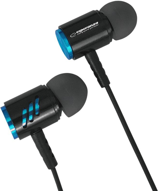 Auriculares Stereo c/ Fios e Microfone (Preto/Azul) - ESPERANZA