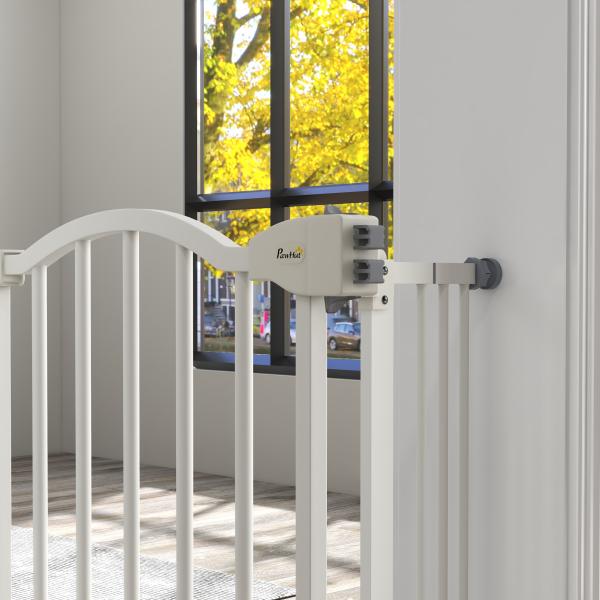 Barreira de Segurança para Cães com Largura Ajustável 74 - 100 cm e Extensões para Escadas e Portas Branco