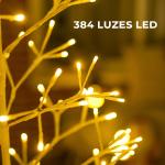 Árvore de Natal Artificial 180 cm com 384 Luzes LED Branco - Quente Ramos Flexíveis Base de Aço Branco