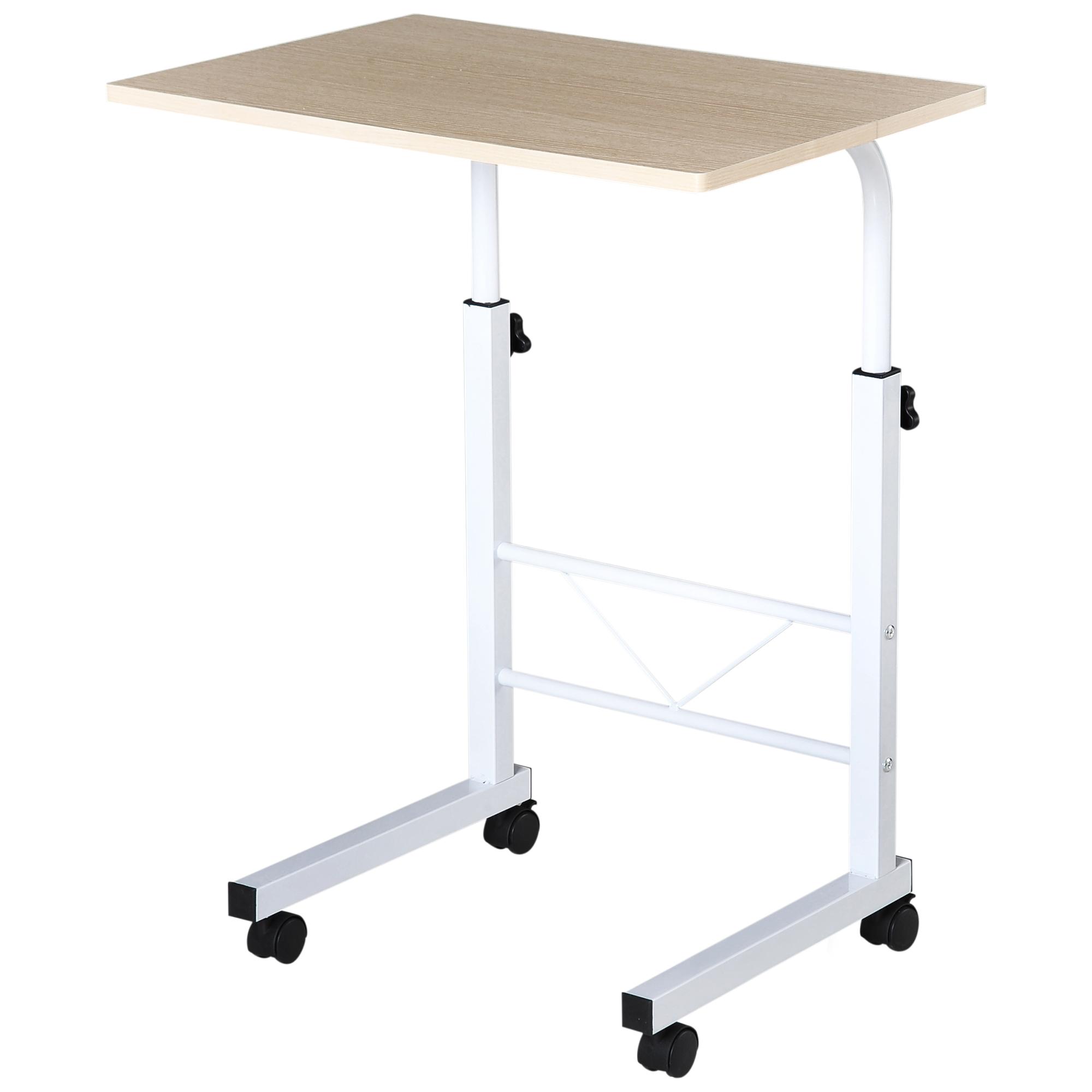 Mesa de computador para Hogar escritorio Altura Ajustável Mesa Compacta com Rodas 60x40x68 - 78cm Cor Branco