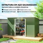 Abrigo de Jardim 280x130x172cm Abrigo de Exterior de Aço Galvanizado com Porta Corredeira e Ventilações Verde Claro