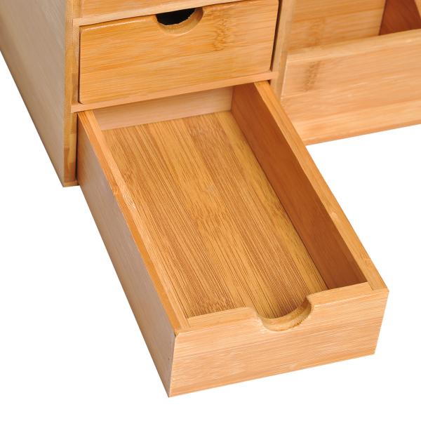 Organizador para Secretária de Bambu Sistema de Secretária Organizador de Mesa de Escritório Polivalente 33x20,5x15,5 cm