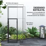 Suporte para Lenha Extensível com 4 Ganchos Carga Máxima 100 kg para Interior e Exterior 40 - 65x25x100 - 150 cm Preto