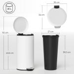 Balde de Lixo para Cozinha 30L com Pedal Tampa com Fechamento Suave e Cubo Amovível 36x30x63,5 cm Creme