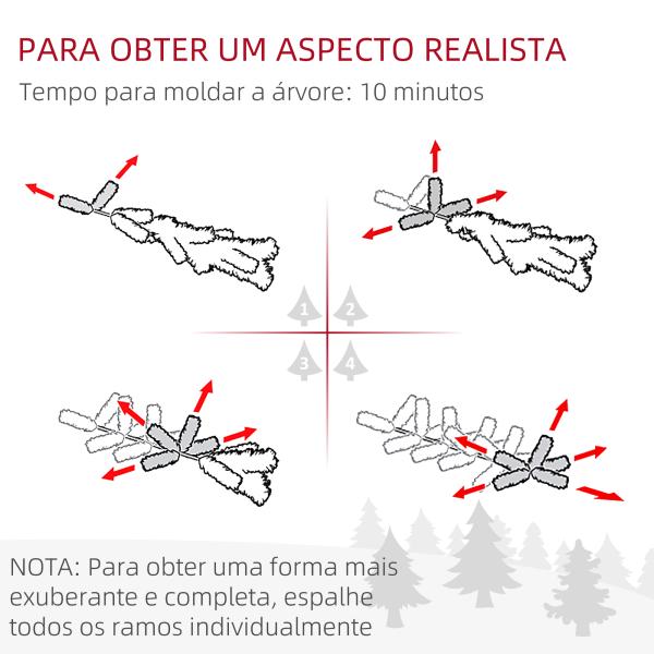 Árvore de Natal 150 cm Árvore de Natal Artificial Nevada com 120 Luzes LED 263 Ramos Verde e Branco