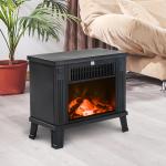 Lareira Elétrica com Efeito de Chama Realista Potência Ajustável 600W/1200W para Ambientes entre 13 - 18㎡ 34x17x31cm Preto