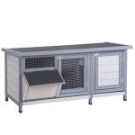 Coelheira de Madeira Gaiola para Coelhos com Telhado Asfáltico Rebatível Portas com Fecho Bandejas Removíveis 112x50x54 cm Cinzento