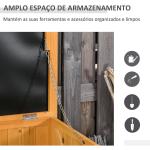 Baú de Armazenamento Baú de Madeira de Jardim com Tampa Abatível e Desenho de Persiana 127x56x60 cm Madeira