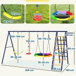 Conjunto de Baloiços 6 em 1 para Crianças com Ninho Escada Rede de Escalada Cesto 350x183x200 cm Multicolor
