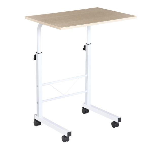 Mesa de computador para Hogar escritorio Altura Ajustável Mesa Compacta com Rodas 60x40x68 - 78cm Cor Branco