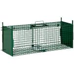 Armadilha para Animais Vivos com Porta Gaiola de Captura com Alça de Transporte para Coelhos Raposas Pequenas 80x25x30cm Verde Escuro