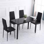Mesa Sala de Jantar de Cristal Mesa Retangular para 4 - 6 pessoas com Pés de Metal Multifuncional 120x60x75 cm Preto