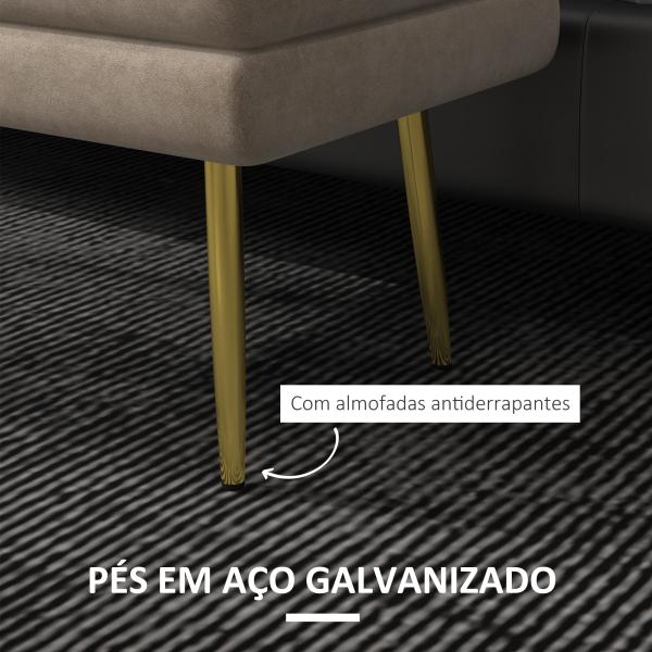 Banco Pé de Cama 30L Banco com Armazenamento para Dormitório Estofado em Veludo 79,5x37,5x43 cm Bege