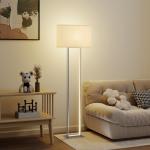 Candeeiro de Pé Moderno com Ecrã de Tecido Luz Noturna Interruptor de Pé e Base Metálica 45x15x150 cm Branco
