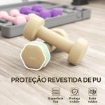 Conjunto de 6 Halteres Hexagonais de 1,5 kg 1 kg e 0,5 kg com Revestimento de PU e Mala 43x18x7,5 cm Multicolor