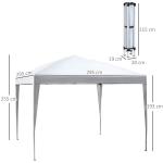 Tenda Dobrável 2,95x2,95 cm com Bolsa de Transporte Altura Ajustável Anti - UV e Impermeável para Terraço Pátio Branco Prateado