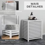 Cesto de Roupa de Bambu Cesto Roupa Suja Capacidade 55L com Bolsa Amovível Forma Retangular 50x36x60 cm Branco