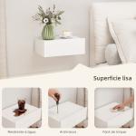 Conjunto de 2 Mesas de Cabeceira de Parede Mesas de Cabeceira Flutuantes com 1 Gaveta para Quarto 40x30x15 cm Branco