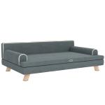 Cama Elevada para Cães Grandes e Médios 100x62x32 cm Revestimento em Chenille com Almofada Lavável Cinza Escuro