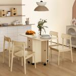 Mesa de Jantar Dobrável com Rodas Mesa Abatível com 2 Gavetas e Armário Mesa Auxiliar Multifuncional 120x60x76,5 cm Madeira