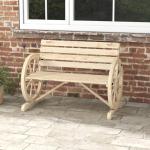 Banco de Jardim de Madeira com Apoios em Forma de Roda para 2 Pessoas 105,5x56x79 cm Madeira