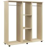 Roupeiro de Madeira Móvel Armário Roupeiro Aberto com 2 Barras para Pendurar e 3 Prateleiras 120x40x128 cm Madeira