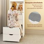 Toucador de Maquilhagem com Luzes LED de 3 Cores Espelho Rebatível e Banco Acolchoado 50x40x160 cm Branco