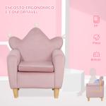 Poltrona Infantil Mini Sofá para Crianças Acima de 3 Anos com Assento Acolchoado Apoio para os Braços 45kg 50x42x58cm Rosa