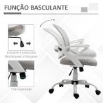 Cadeira de Oficina Ergonômica Basculante com Altura Ajustável Assento Giratório 360° Suporte Lombar e Malha Transpirável 61x61x89 - 99cm Cinza e Branco