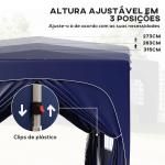 Tenda Dobrável 3x3 m com Painéis Laterais UPF50+ Tenda de Jardim com Altura Ajustável e Bolsa de Transporte Azul Escuro